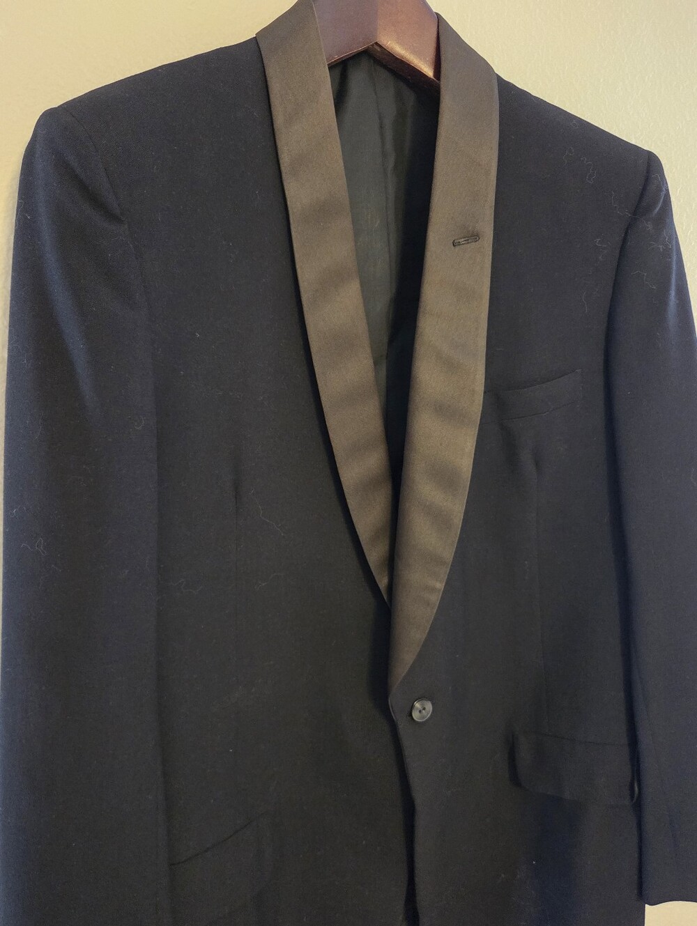 Vintage Tuxedo Jacket 42R Black Brown Lapel 60s Jerrems Rockabilly Formal